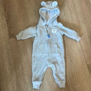 3 month old baby Carters bodysuit gray raccoon suit. Super cute .